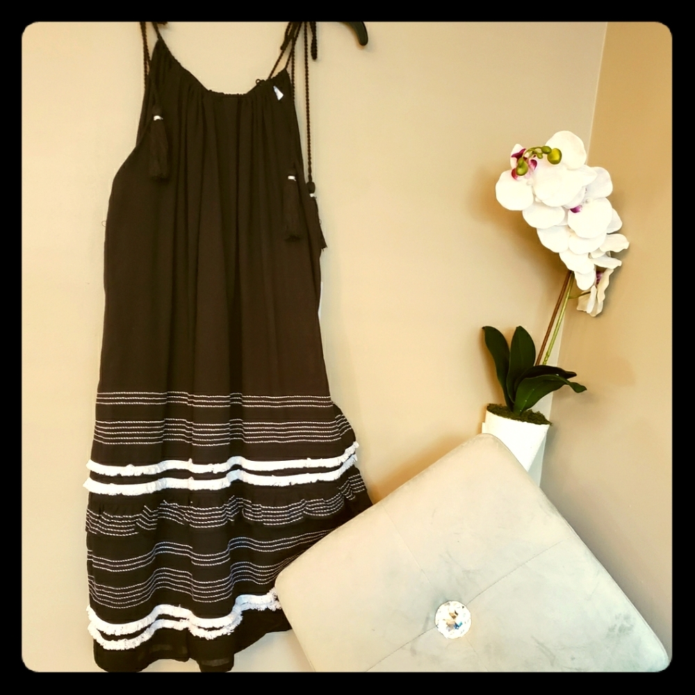 Bohemian flowy summer dress w/ tassels